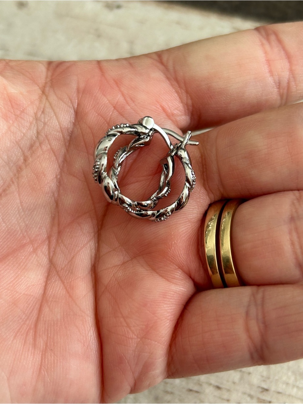 4/$50 Silver Leaf Hoop Earrings - Silver